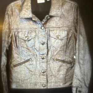 Chico's Metallic Silver Jean Jacket